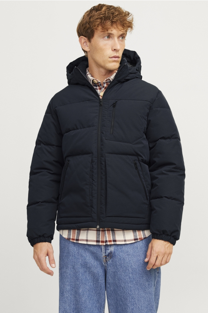 Jack & Jones blauwe heren jas | Model vooraanzicht