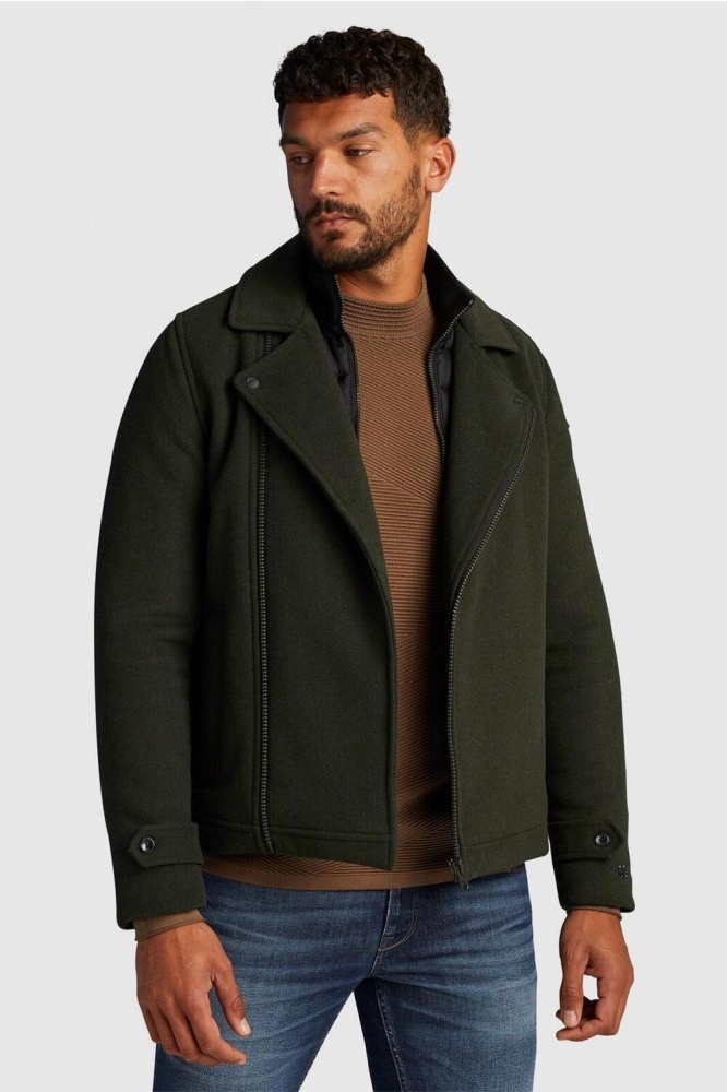 Cast Iron groene heren jas | Model vooraanzicht