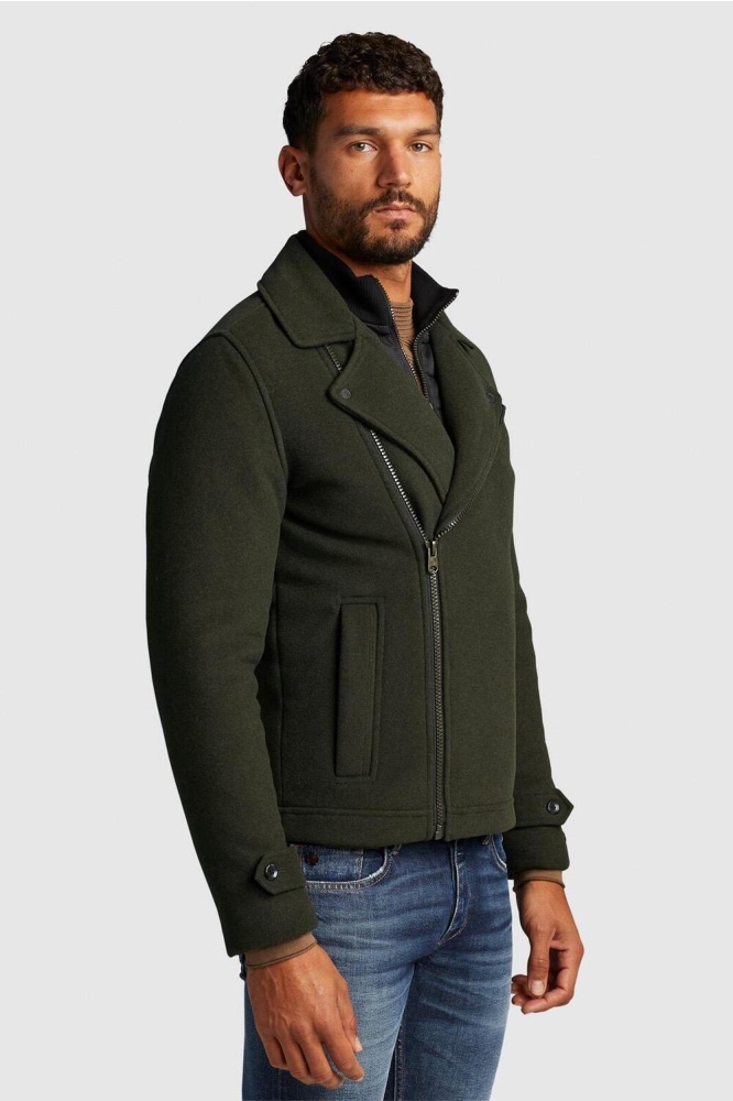 Cast Iron groene heren jas | Model zijaanzicht