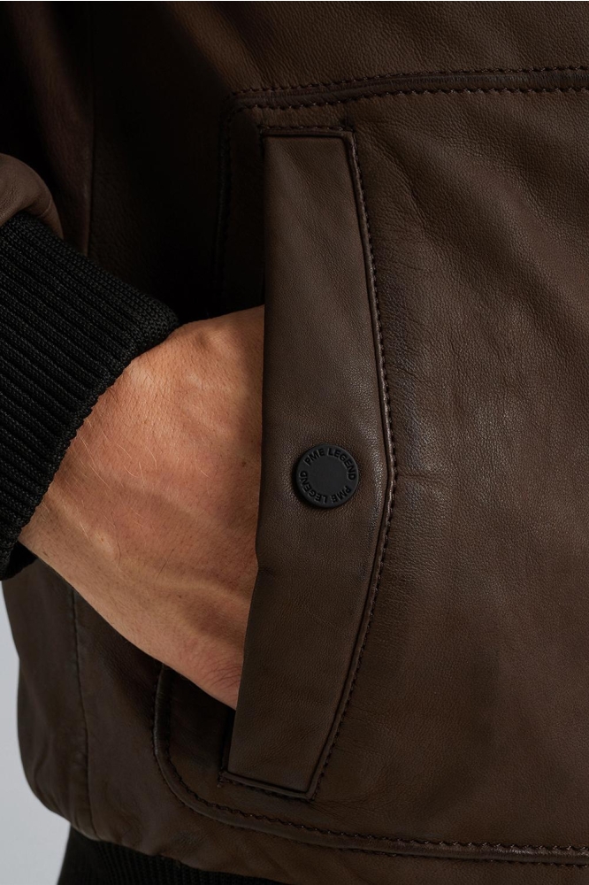 PME legend bruine heren leren jas | Close up