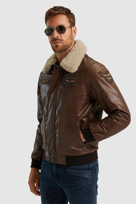 PME legend bruine heren leren jas | Model vooraanzicht