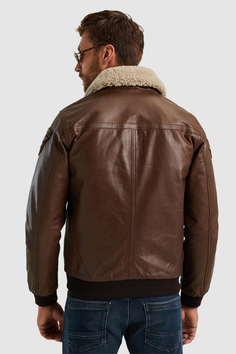 PME legend bruine heren leren jas | Model achteraanzicht