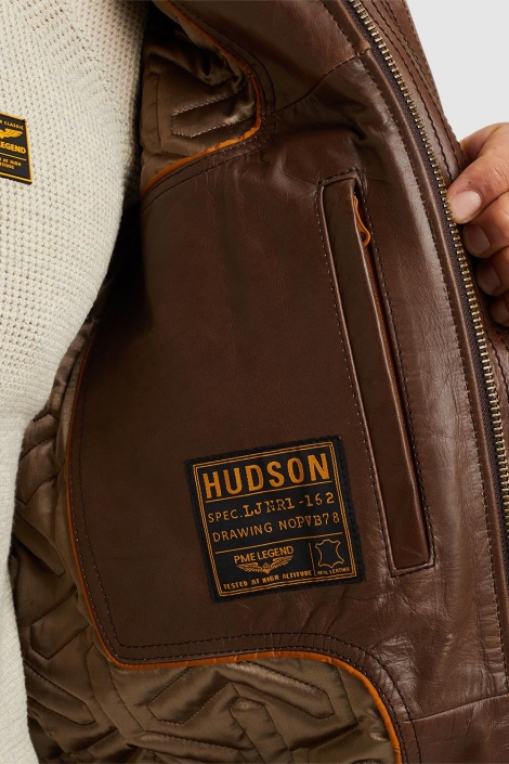 PME legend bruine heren leren jas | Close up
