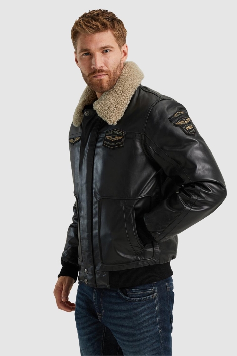 PME legend zwarte heren leren jas | Model zijaanzicht