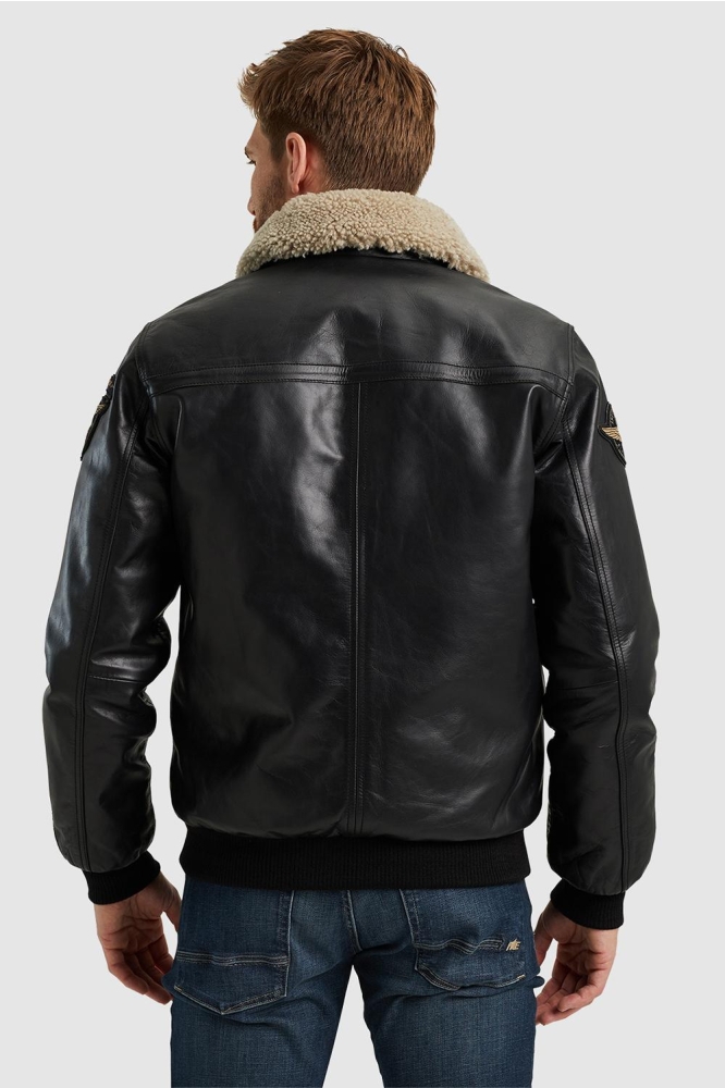 PME legend zwarte heren leren jas | Model achteraanzicht