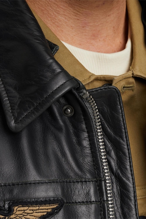 PME legend zwarte heren leren jas | Close up