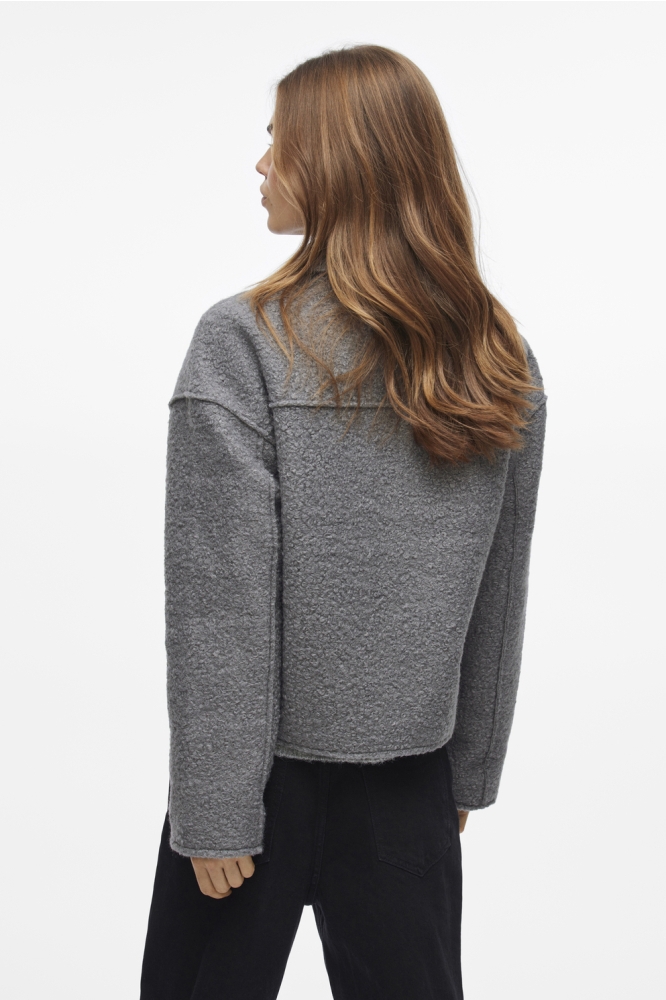 Vila grijze dames jas | Model achteraanzicht