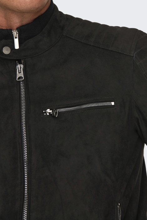 Only & Sons zwarte heren jas | Close up
