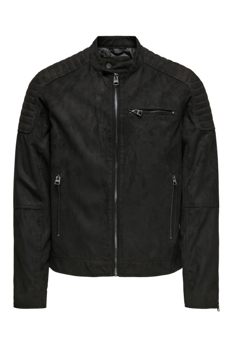 Only & Sons zwarte heren jas | Vooraanzicht