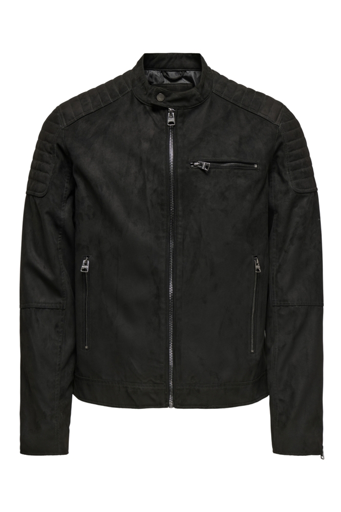 Only & Sons zwarte heren jas | Vooraanzicht