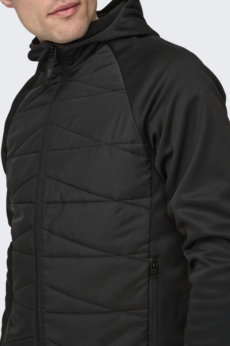 Only & Sons zwarte heren jas | Close up