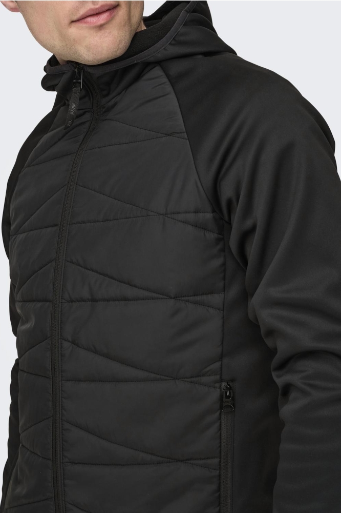 Only & Sons zwarte heren jas | Close up