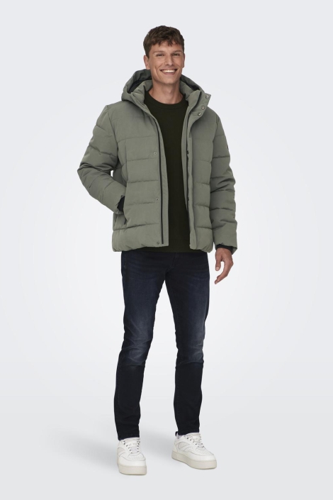 Only & Sons groene heren jas | Model
