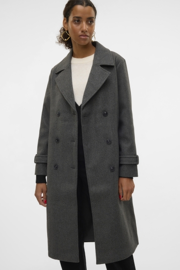 Vero Moda VMFORTUNEVEGA LONG TRENCHCOAT GA NO 10289870 Dark Grey Melange