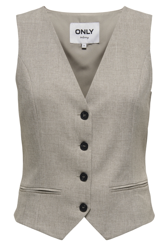 Only taupe dames gilet | Vooraanzicht