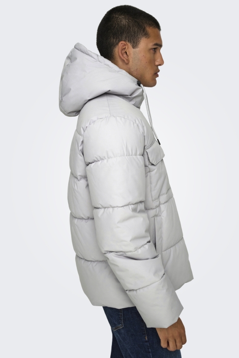 Only & Sons blauwe heren jas | Model zijaanzicht