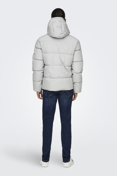 Only & Sons blauwe heren jas | Model achteraanzicht
