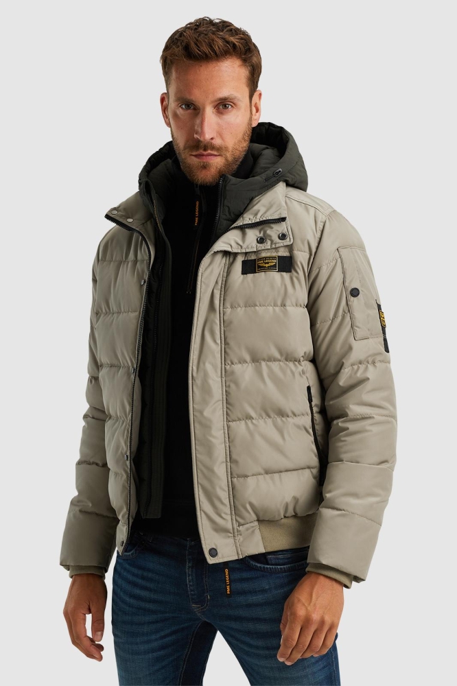 PME legend taupe heren jas | Model vooraanzicht