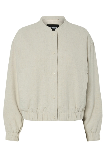 Pieces Jas PCTOLLY LINEN BOMBER JACKET 17158115 SILVER CLOUD