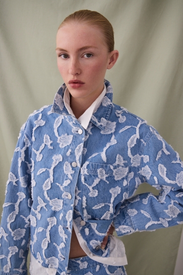 Vila Jas VIIANAIS L/S JACQUARD DENIM JACKET 14105498 LIGHT BLUE DENI/JACQUARD