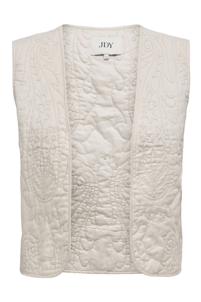 Jacqueline de Yong beige dames gilet | Vooraanzicht