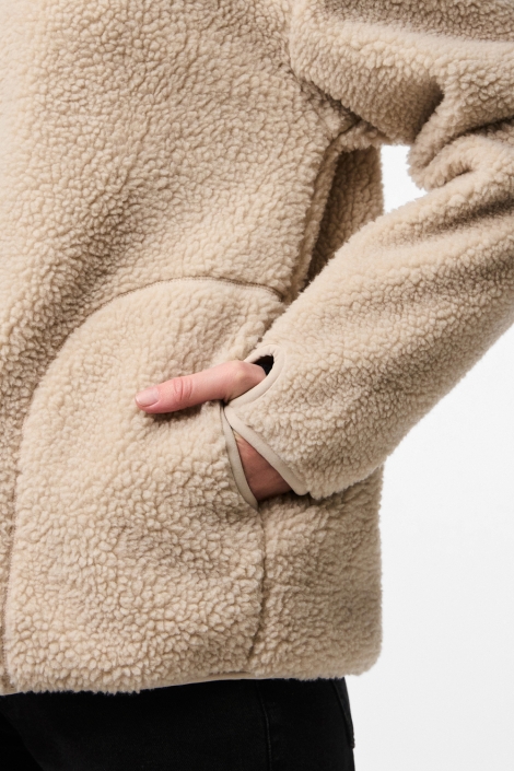 Pieces beige dames jas | Close up