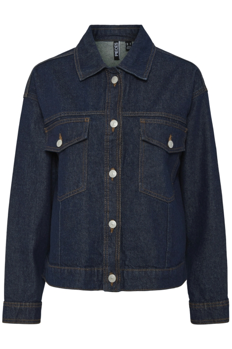 Pieces blauwe dames jas | Vooraanzicht