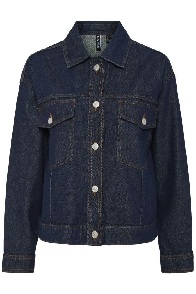 Pieces blauwe dames jas | Vooraanzicht