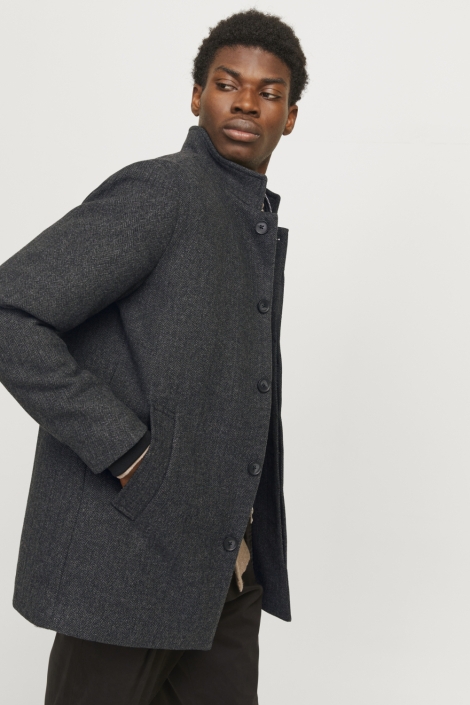 Jack & Jones grijze heren jas | Model zijaanzicht