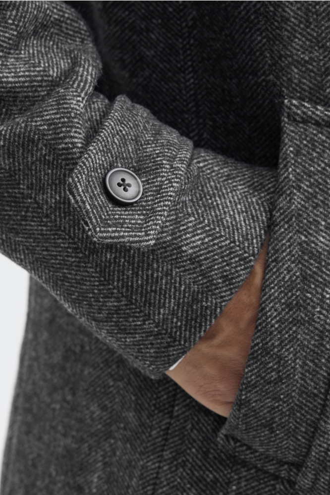 Jack & Jones grijze heren jas | Close up