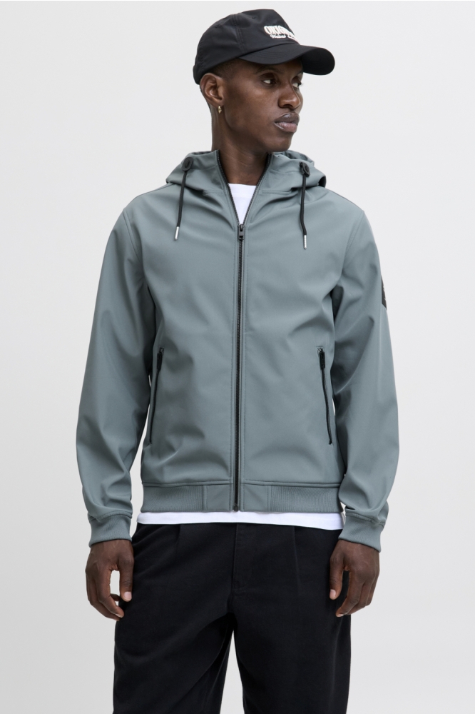 Jack & Jones blauwe heren jas | Model vooraanzicht