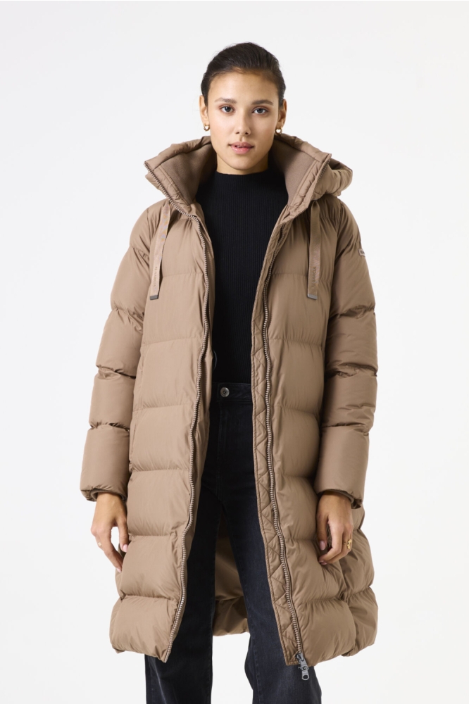 Garcia taupe dames jas | Model vooraanzicht