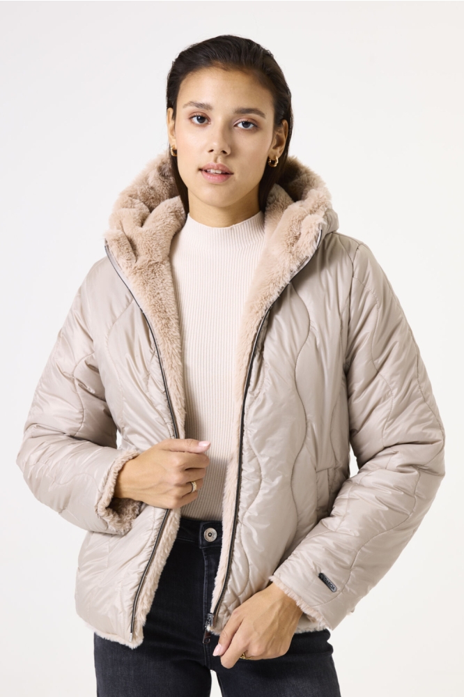 Garcia beige dames jas | Model vooraanzicht