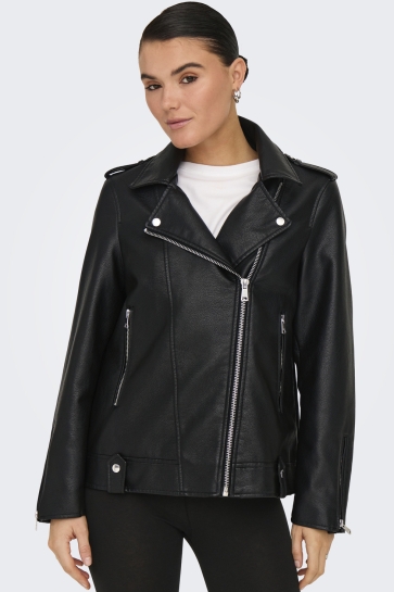 Only Jas ONLMILLE FAUX LEATHER JACKET OTW 15356198 BLACK