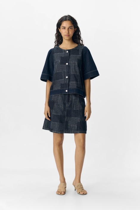 Object blauwe dames blouse | Model