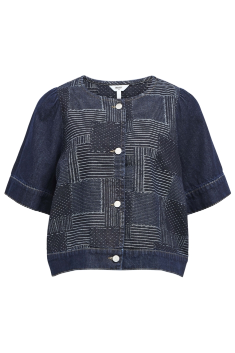Object blauwe dames blouse | Vooraanzicht
