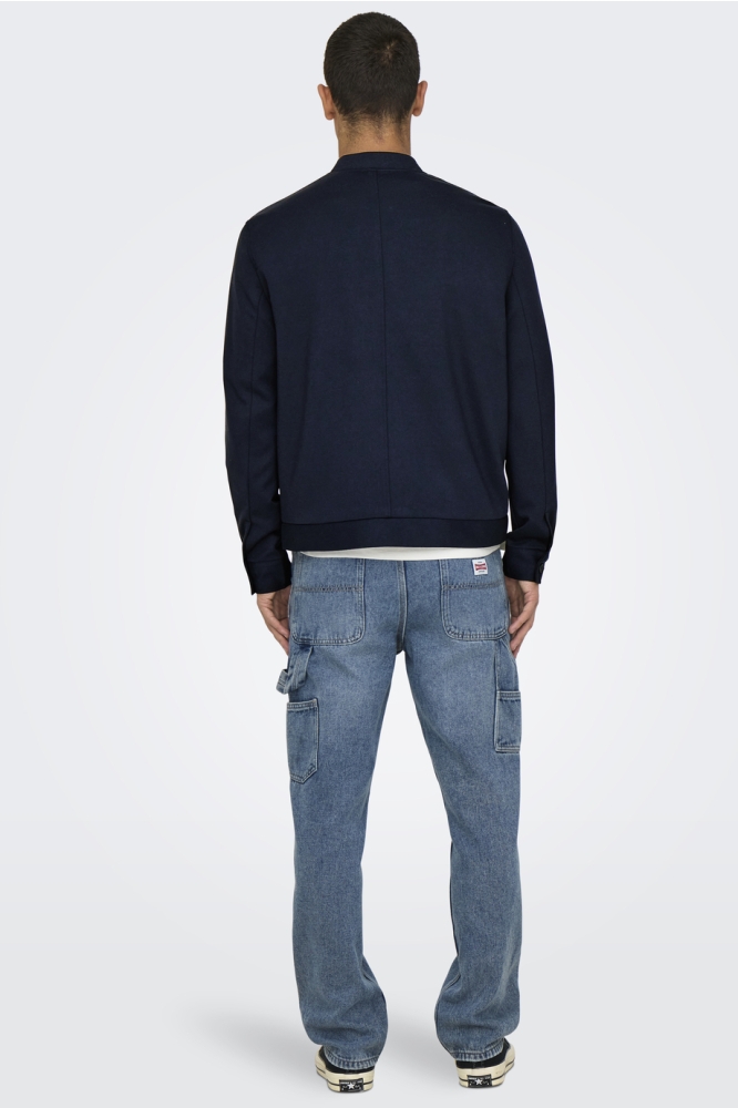 Only & Sons blauwe heren jas | Model achteraanzicht