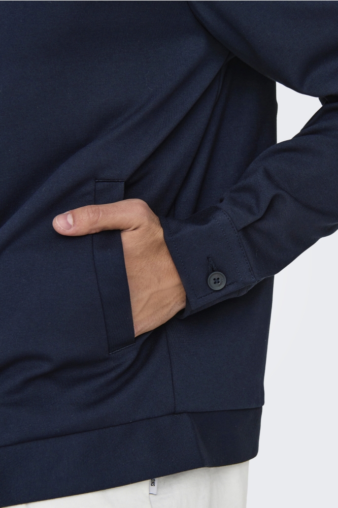 Only & Sons blauwe heren jas | Close up