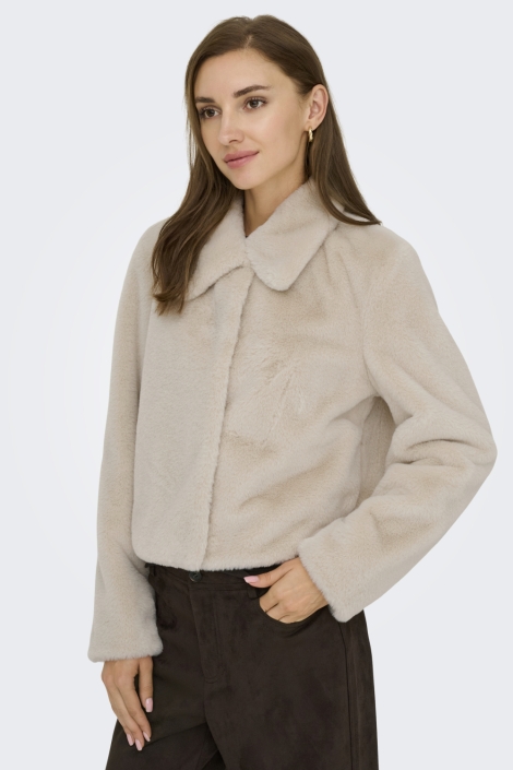 Jacqueline de Yong ecru dames jas | Model zijaanzicht