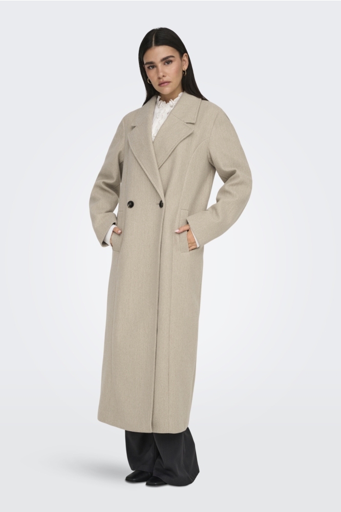 Jacqueline de Yong beige dames jas | Model vooraanzicht
