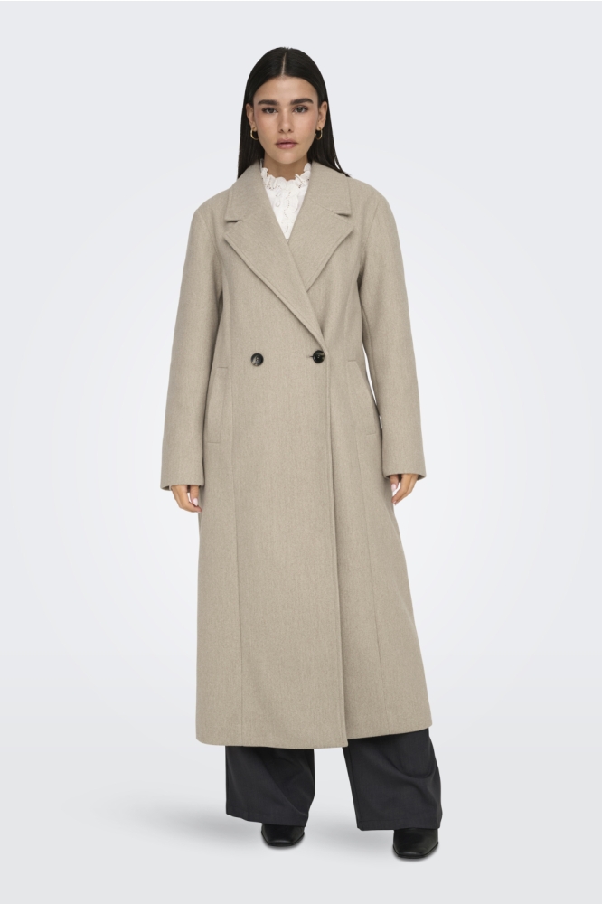 Jacqueline de Yong beige dames jas | Model vooraanzicht