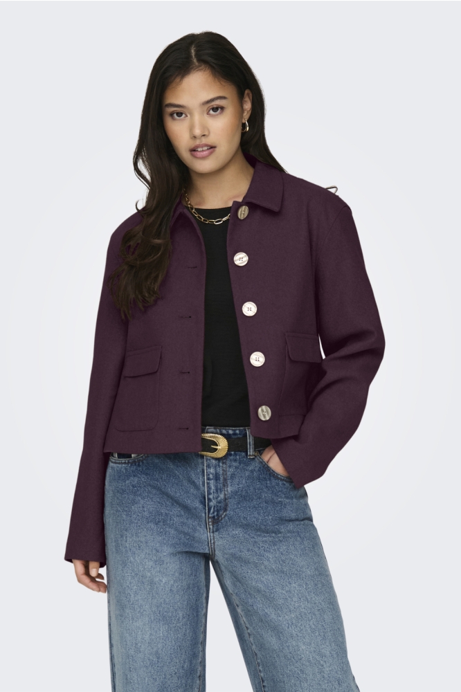Jacqueline de Yong bordeaux dames jas | Model vooraanzicht