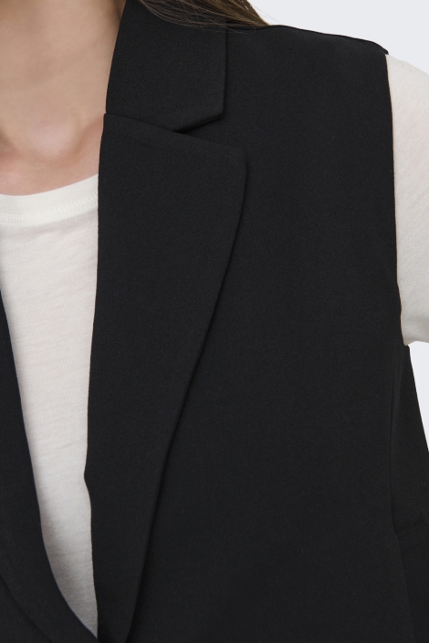 Jacqueline de Yong zwarte dames gilet | Close up