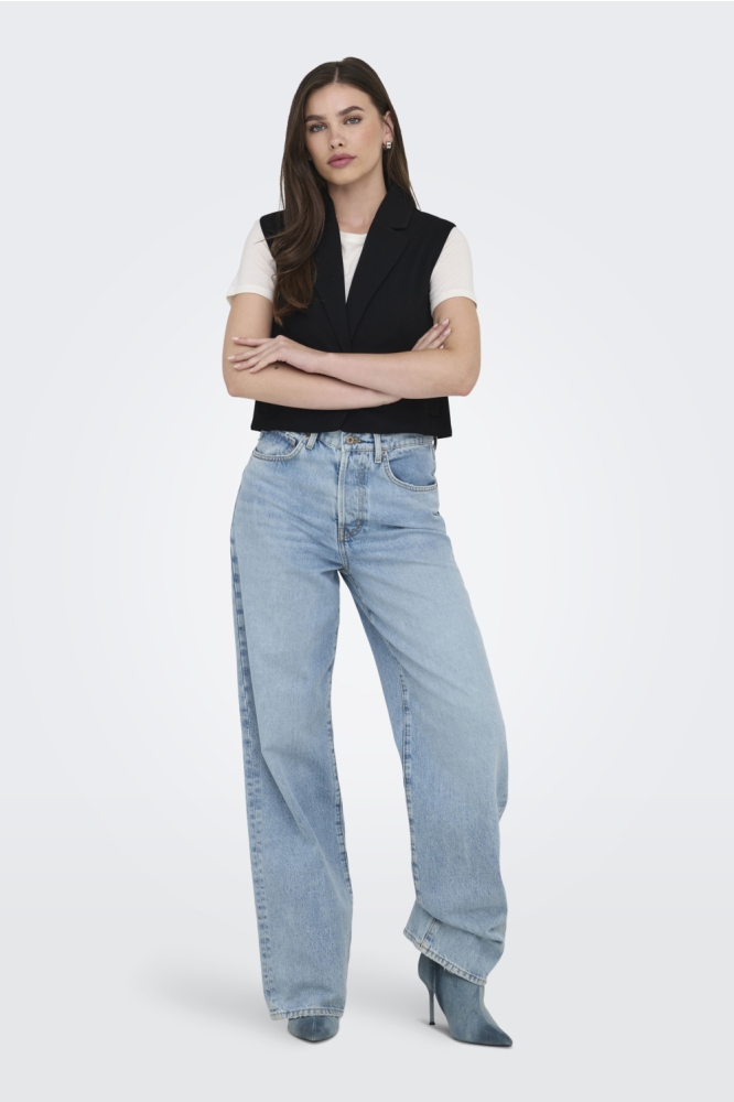 Jacqueline de Yong zwarte dames gilet | Model