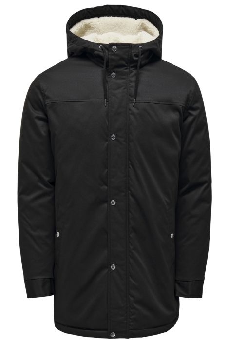 Only & Sons zwarte heren jas | Vooraanzicht
