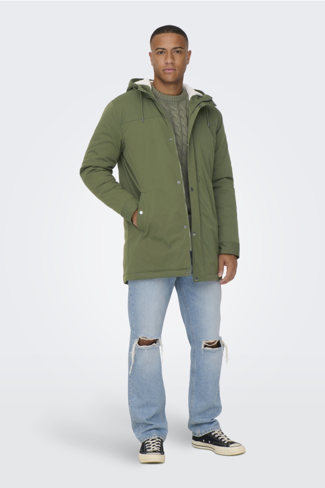 Only & Sons groene heren jas | Model