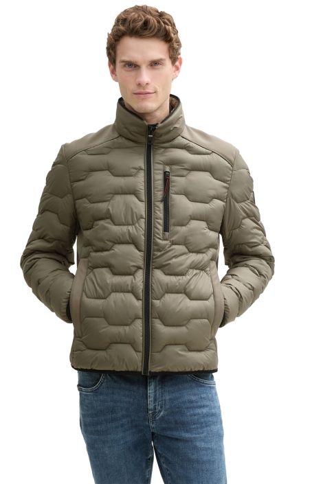 Tom Tailor groene heren jas | Model vooraanzicht
