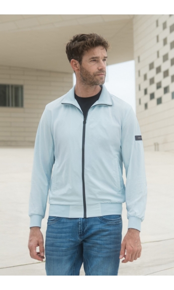 ZOMERJAS MET RIBGEBREIDE BOORDEN 425545 4001 bright blue