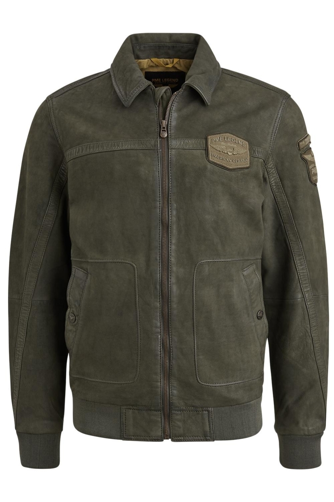 PME legend groene heren leren jas | Vooraanzicht