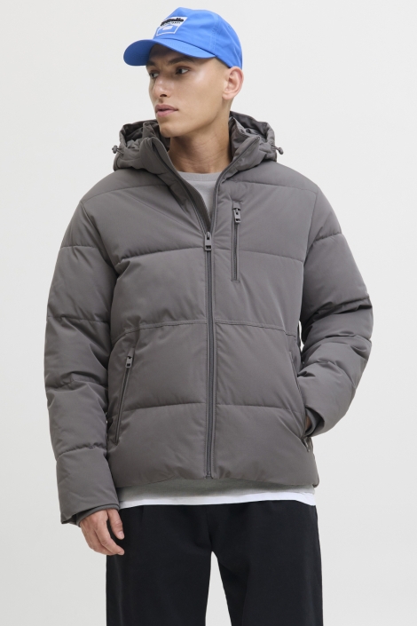 Jack & Jones grijze heren jas | Model vooraanzicht